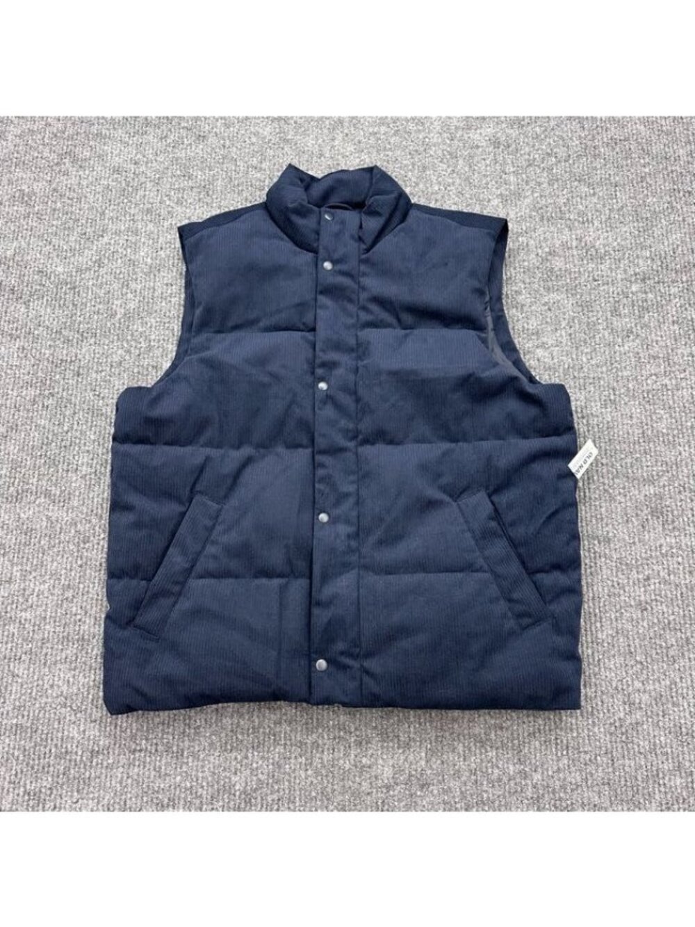 Old Navy Corduroy Navy Puffer Winter Vest Sleeveless Snap Closure Mens Large NEW